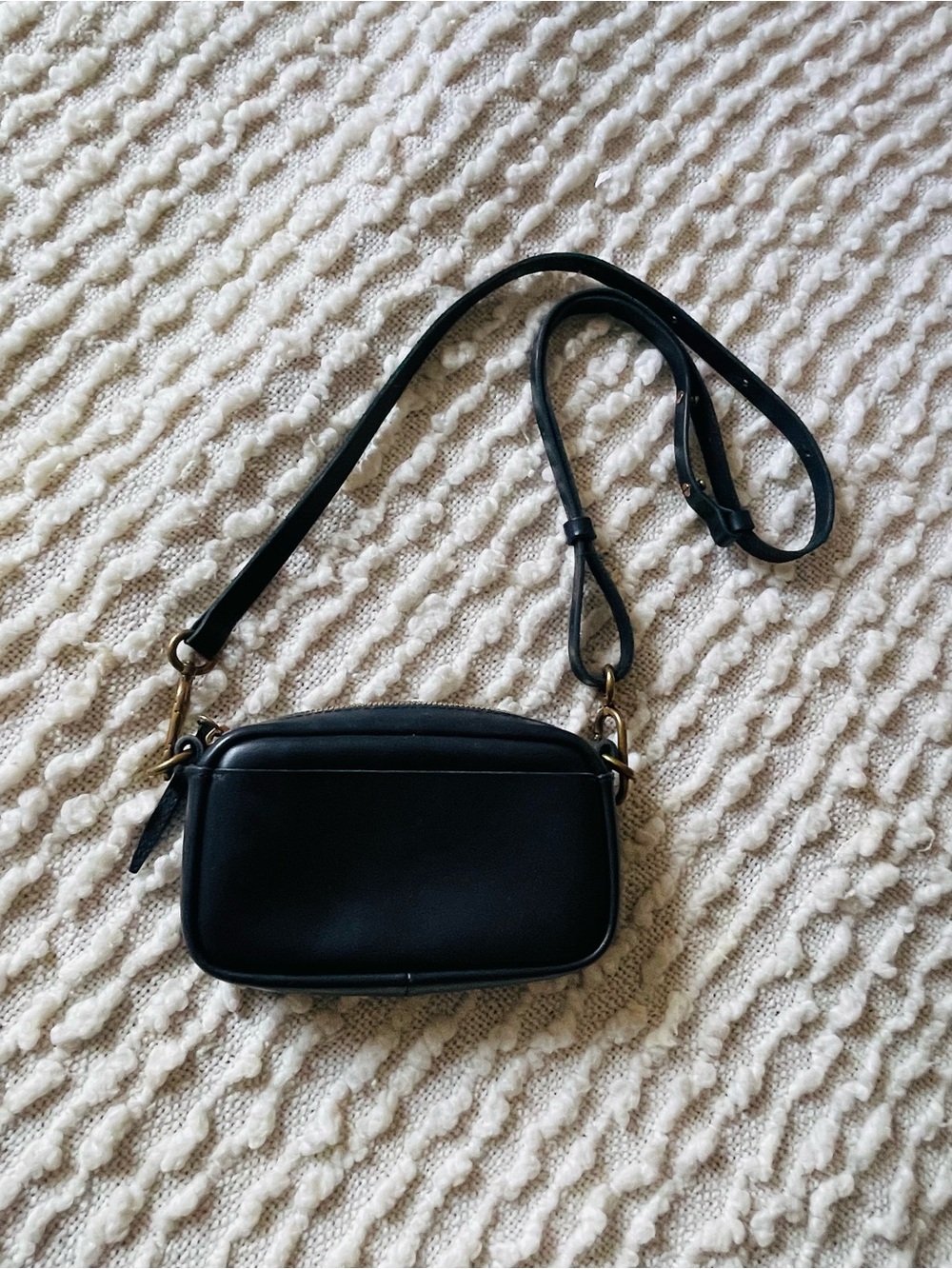 Madewell black leather carabiner cross body bag